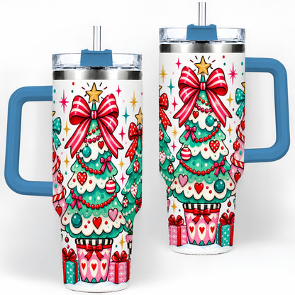 #pl[40oz|Blue] Colorful Christmas Trees 40oz Tumbler, Festive Artwork Drinkware