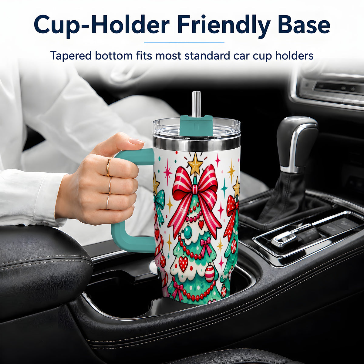 #pl[40oz|Green] Colorful Christmas Trees 40oz Tumbler, Festive Artwork Drinkware