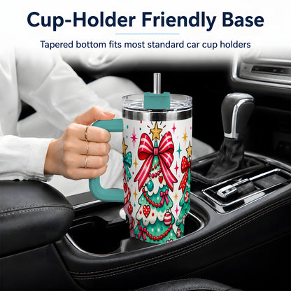 #pl[40oz|Green] Colorful Christmas Trees 40oz Tumbler, Festive Artwork Drinkware