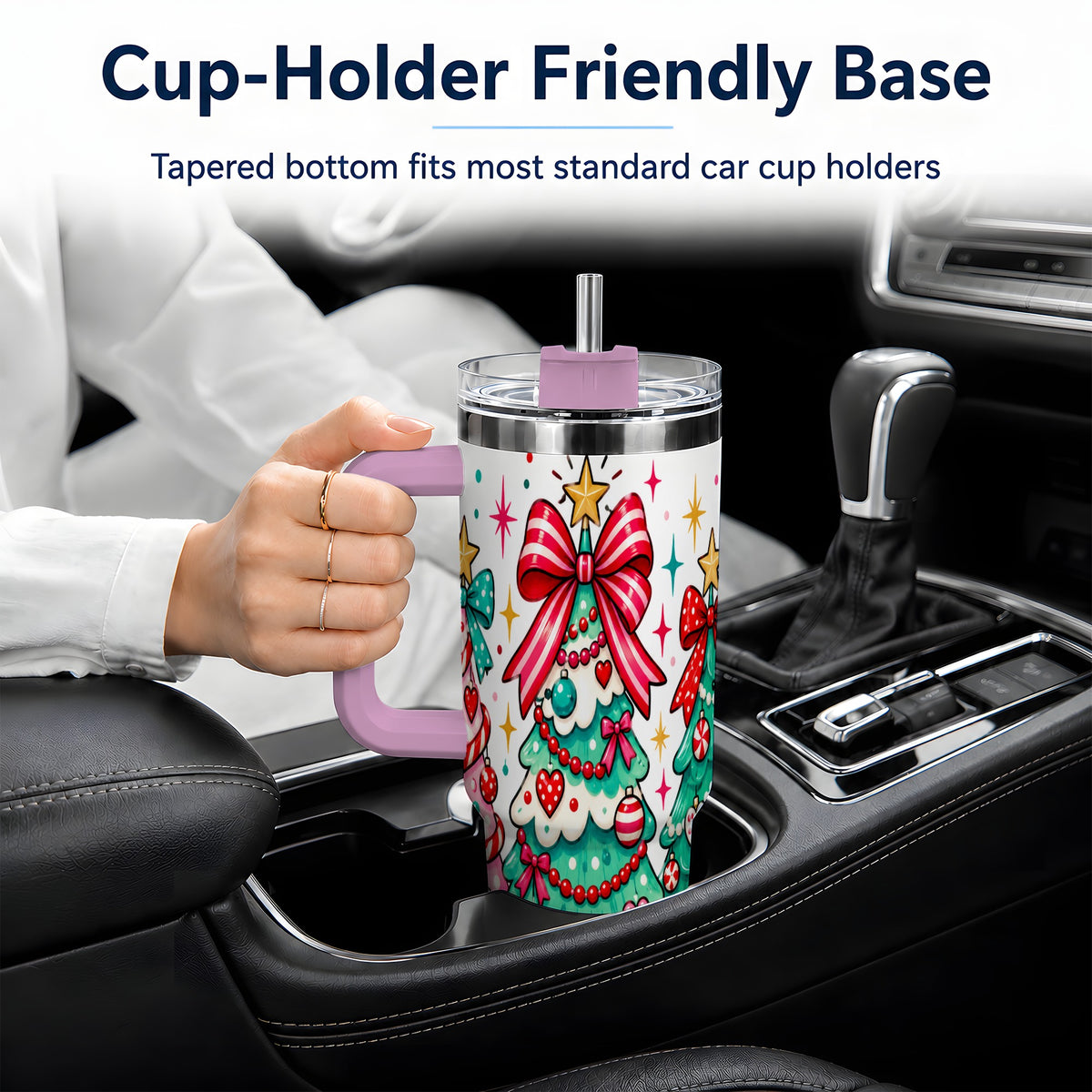 #pl[40oz|Pink] Colorful Christmas Trees 40oz Tumbler, Festive Artwork Drinkware