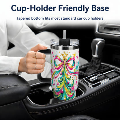 #pl[40oz|Black] Colorful Christmas Tree 40oz Tumbler, Bright Paint Splash Artwork