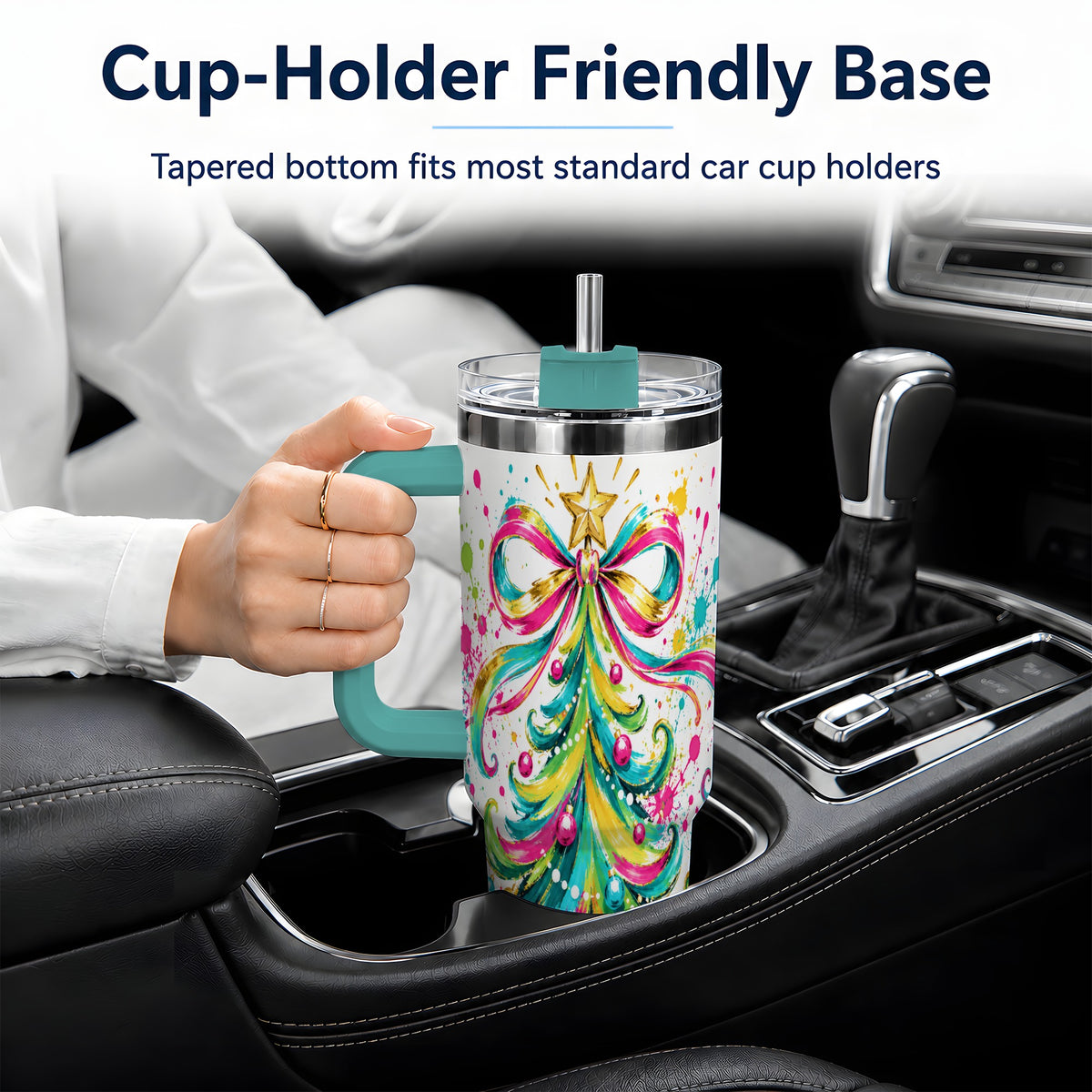 #pl[40oz|Green] Colorful Christmas Tree 40oz Tumbler, Bright Paint Splash Artwork