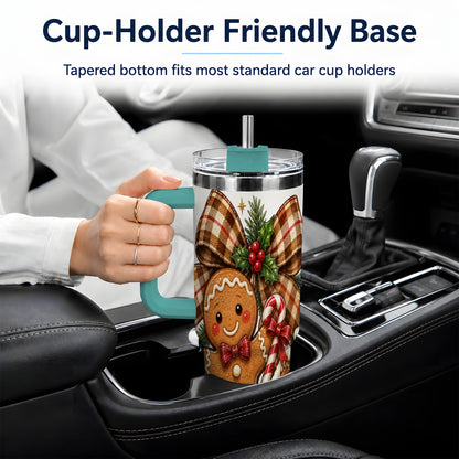 #pl[40oz|Green] Gingerbread Christmas 40oz Tumbler, Cookie House Holiday Artwork