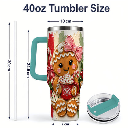 #pl[40oz|Green] Gingerbread Girl 40oz Tumbler, Christmas Cocoa Holiday Artwork