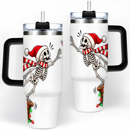 #pl[40oz|Black] Christmas Skeleton 40oz Tumbler, Stainless Steel Santa Holiday Artwork