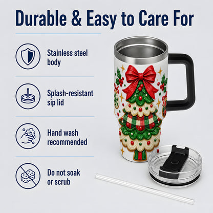#pl[40oz|Black] Christmas Tree Cookie 40oz Tumbler, Stainless Steel Holiday Drinkware