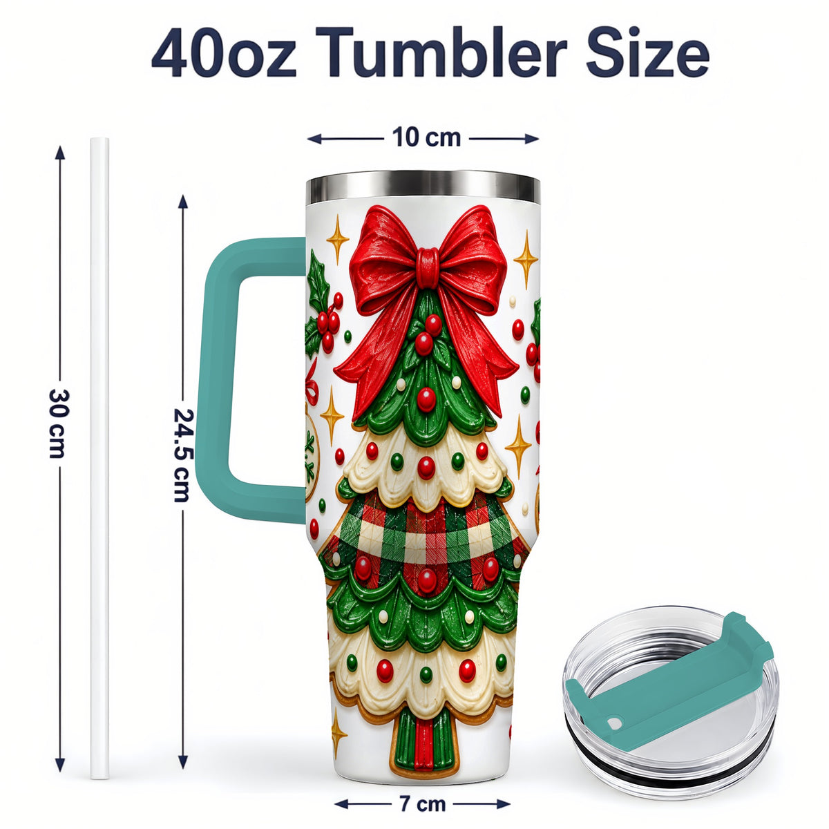 #pl[40oz|Green] Christmas Tree Cookie 40oz Tumbler, Stainless Steel Holiday Drinkware