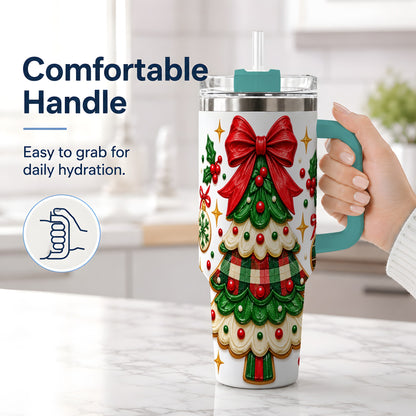 #pl[40oz|Green] Christmas Tree Cookie 40oz Tumbler, Stainless Steel Holiday Drinkware