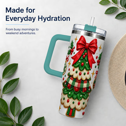#pl[40oz|Green] Christmas Tree Cookie 40oz Tumbler, Stainless Steel Holiday Drinkware