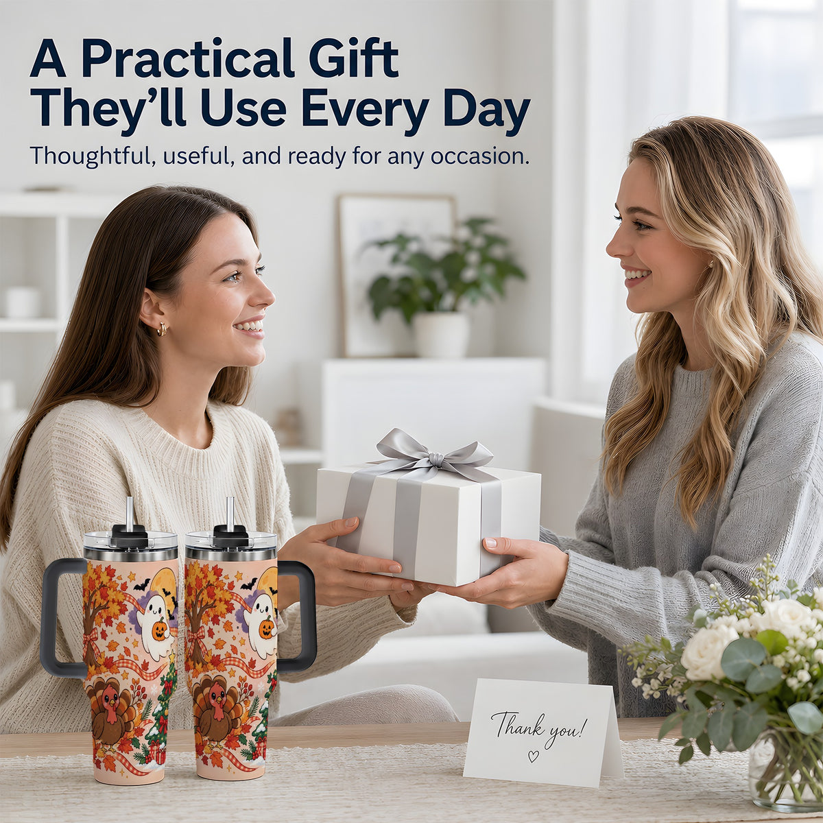 #pl[40oz|Black] Seasonal Holiday 40oz Tumbler, Stainless Steel Festive Holiday Artwork