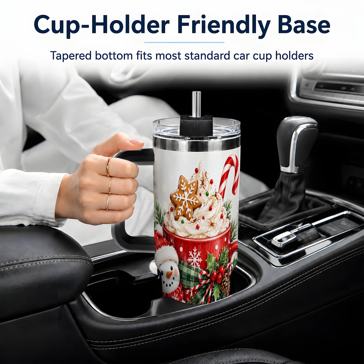 #pl[40oz|Black] Christmas Snowman Cocoa 40oz Tumbler, Gingerbread Holiday Drinkware