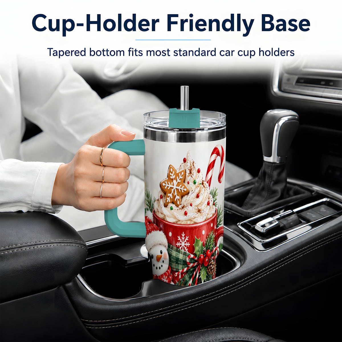 #pl[40oz|Green] Christmas Snowman Cocoa 40oz Tumbler, Gingerbread Holiday Drinkware