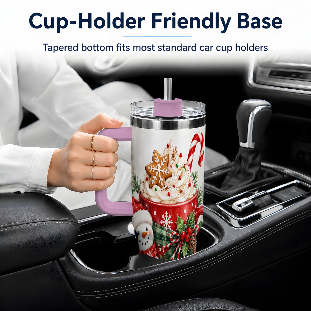 #pl[40oz|Pink] Christmas Snowman Cocoa 40oz Tumbler, Gingerbread Holiday Drinkware