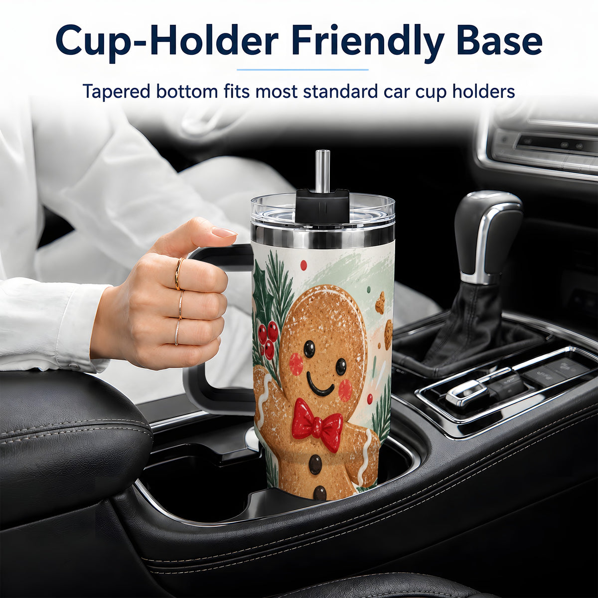 #pl[40oz|Black] Gingerbread Christmas 40oz Tumbler, Festive Cookie Holiday Artwork