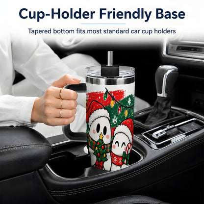 #pl[40oz|Black] Christmas Ghosts 40oz Tumbler, Cute Festive Winter Holiday Artwork