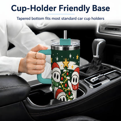 #pl[40oz|Green] Christmas Ghost 40oz Tumbler, Playful Winter Ghost Artwork