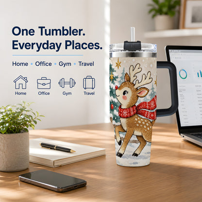 #pl[40oz|Black] Christmas Reindeer 40oz Tumbler, Winter Woodland Drinkware