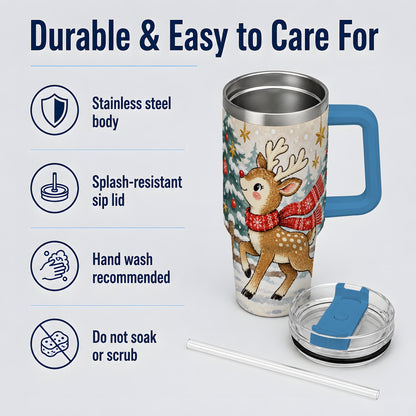 #pl[40oz|Blue] Christmas Reindeer 40oz Tumbler, Winter Woodland Drinkware