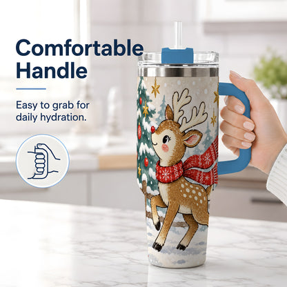 #pl[40oz|Blue] Christmas Reindeer 40oz Tumbler, Winter Woodland Drinkware