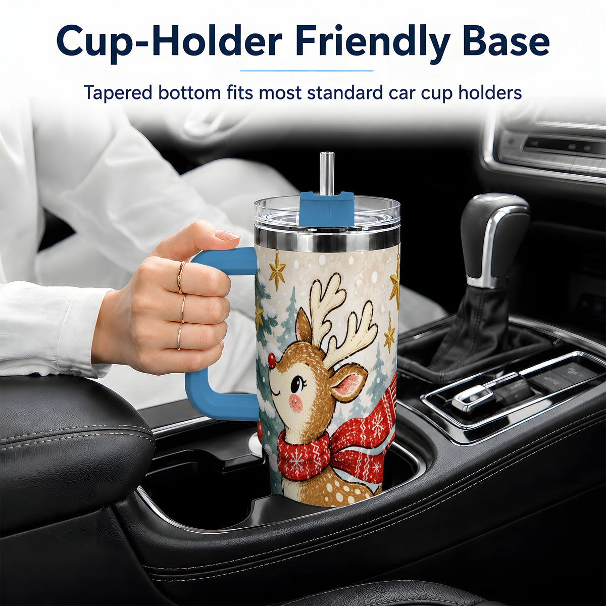 #pl[40oz|Blue] Christmas Reindeer 40oz Tumbler, Winter Woodland Drinkware