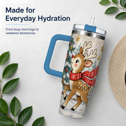 #pl[40oz|Blue] Christmas Reindeer 40oz Tumbler, Winter Woodland Drinkware