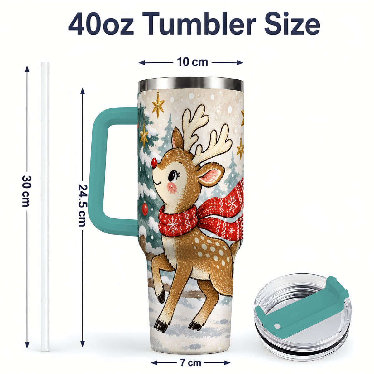 #pl[40oz|Green] Christmas Reindeer 40oz Tumbler, Winter Woodland Drinkware