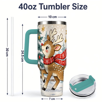 #pl[40oz|Green] Christmas Reindeer 40oz Tumbler, Winter Woodland Drinkware