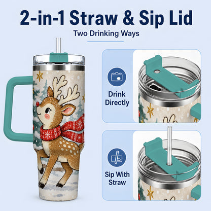 #pl[40oz|Green] Christmas Reindeer 40oz Tumbler, Winter Woodland Drinkware