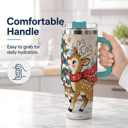 #pl[40oz|Green] Christmas Reindeer 40oz Tumbler, Winter Woodland Drinkware