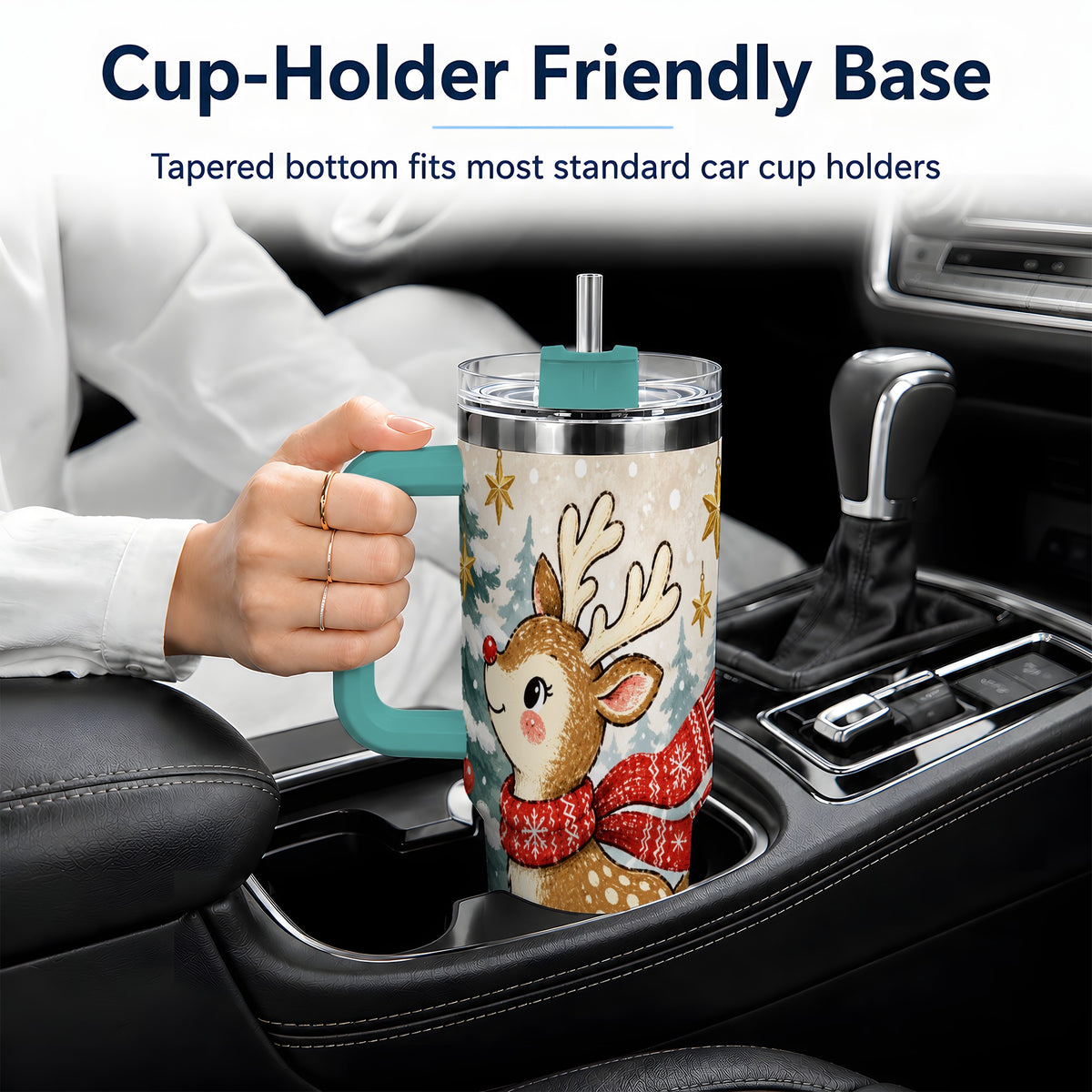 #pl[40oz|Green] Christmas Reindeer 40oz Tumbler, Winter Woodland Drinkware