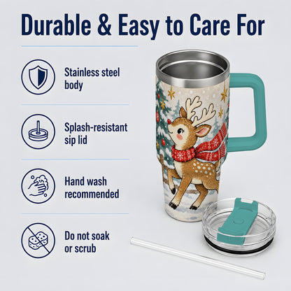 #pl[40oz|Green] Christmas Reindeer 40oz Tumbler, Winter Woodland Drinkware