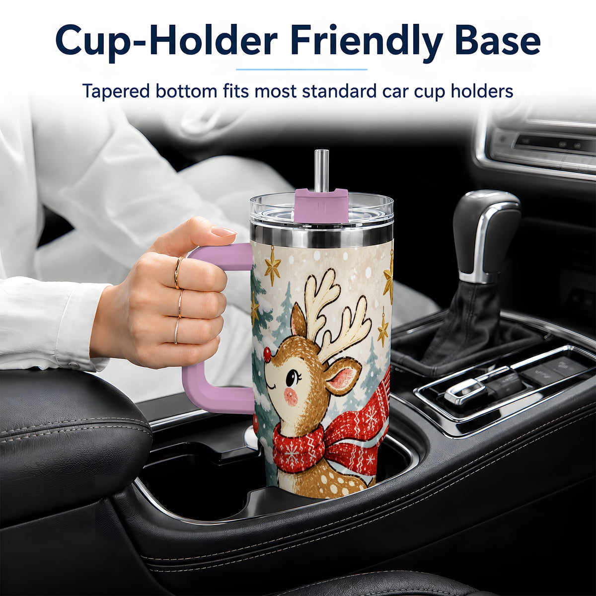#pl[40oz|Pink] Christmas Reindeer 40oz Tumbler, Winter Woodland Drinkware