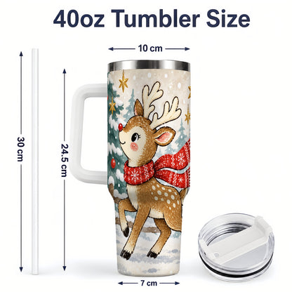 #pl[40oz|White] Christmas Reindeer 40oz Tumbler, Winter Woodland Drinkware