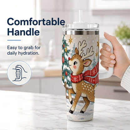 #pl[40oz|White] Christmas Reindeer 40oz Tumbler, Winter Woodland Drinkware