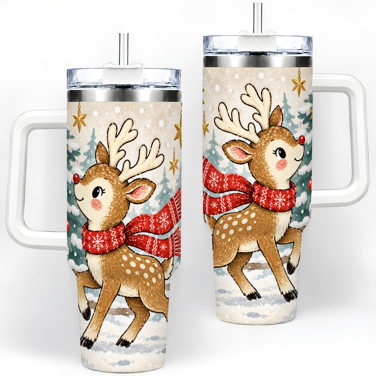 Christmas Reindeer 40oz Tumbler, Winter Woodland Drinkware