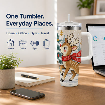 #pl[40oz|White] Christmas Reindeer 40oz Tumbler, Winter Woodland Drinkware