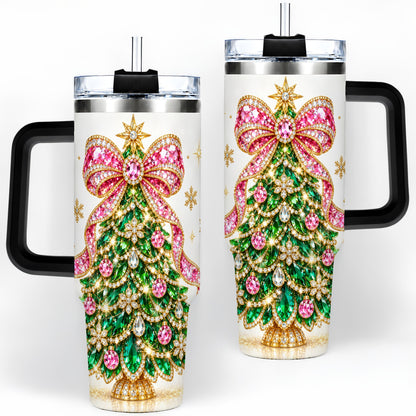 #pl[40oz|Black] Jeweled Christmas Tree 40oz Tumbler, Sparkling Holiday Artwork