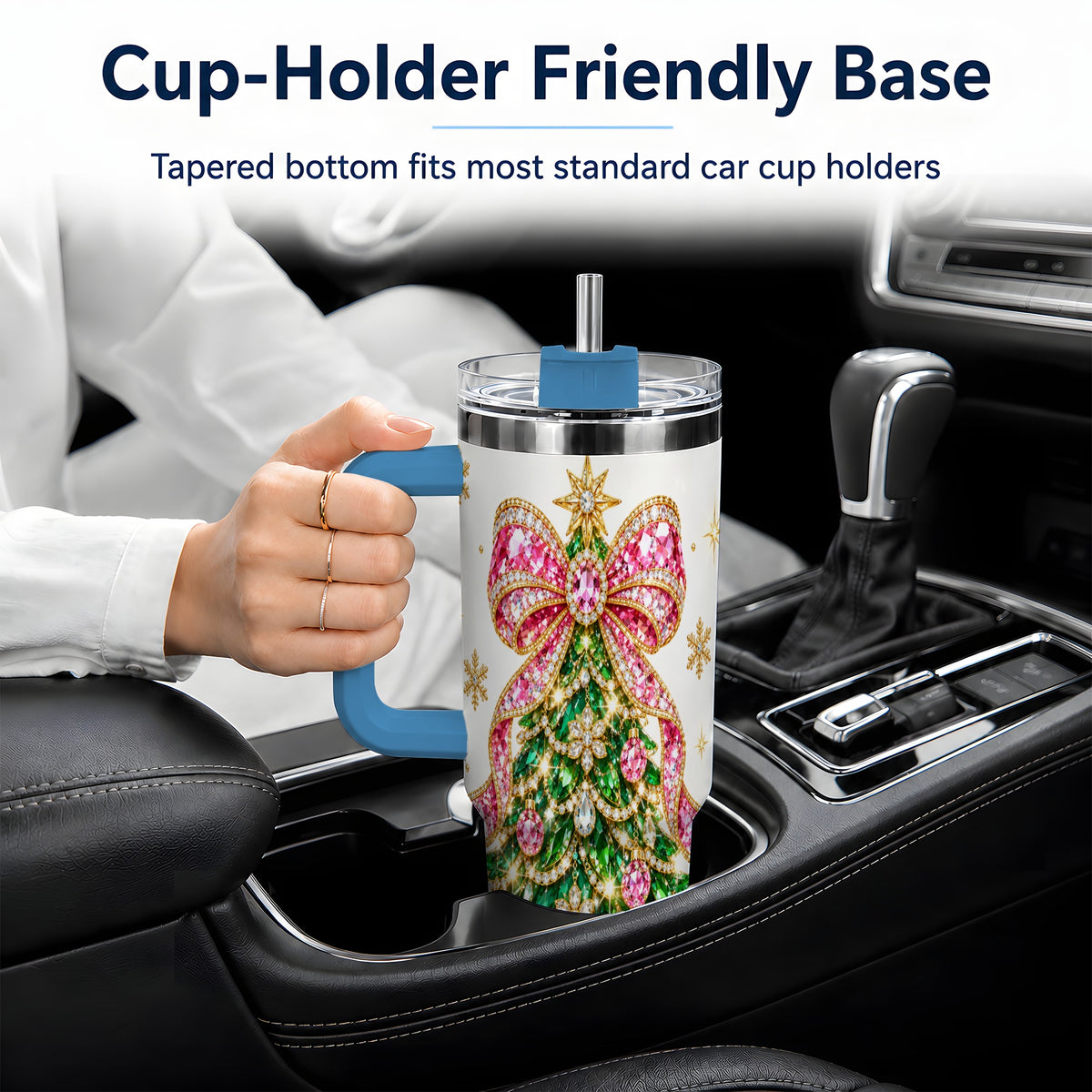 #pl[40oz|Blue] Jeweled Christmas Tree 40oz Tumbler, Sparkling Holiday Artwork