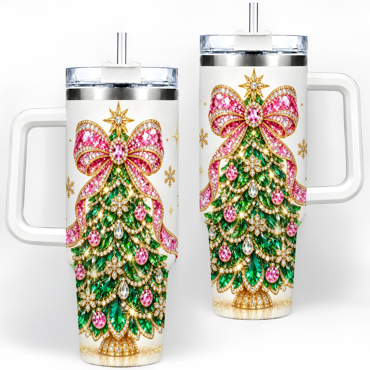 Jeweled Christmas Tree 40oz Tumbler, Sparkling Holiday Artwork