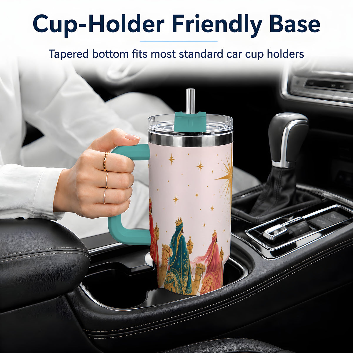 #pl[40oz|Green] Three Wise Men 40oz Tumbler, Christmas Desert Journey Artwork
