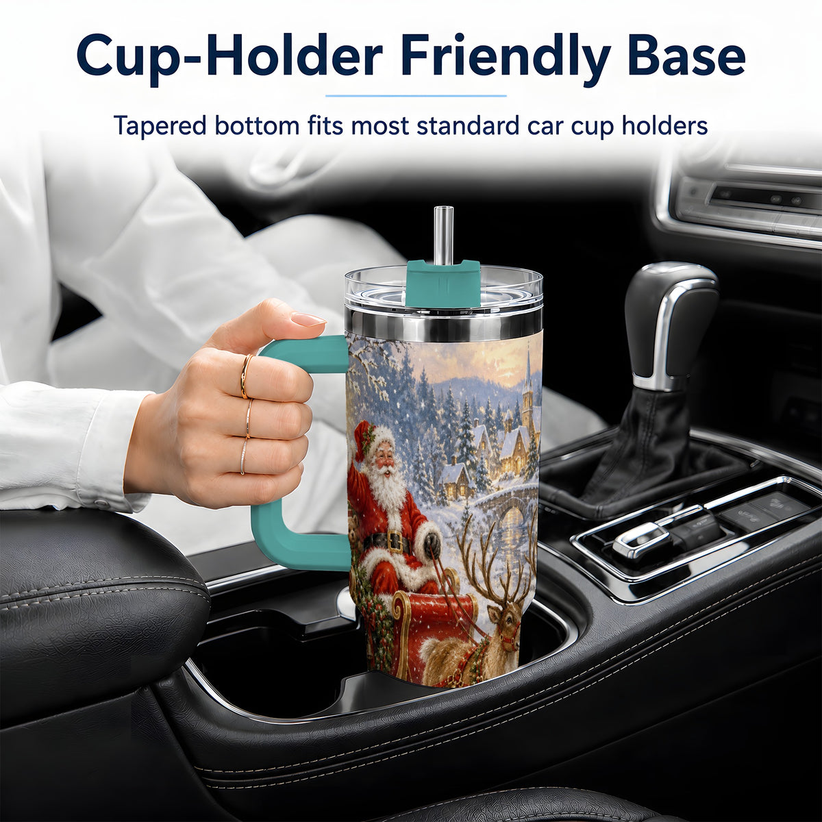 #pl[40oz|Green] Christmas Santa Sleigh 40oz Tumbler, Stainless Steel Drinkware