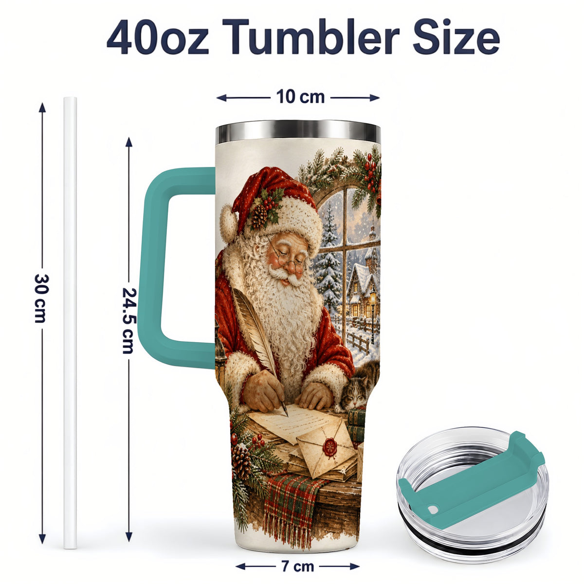 #pl[40oz|Green] Vintage Santa Letter 40oz Tumbler, Stainless Steel Drinkware