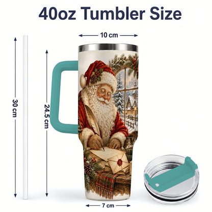 #pl[40oz|Green] Vintage Santa Letter 40oz Tumbler, Stainless Steel Drinkware