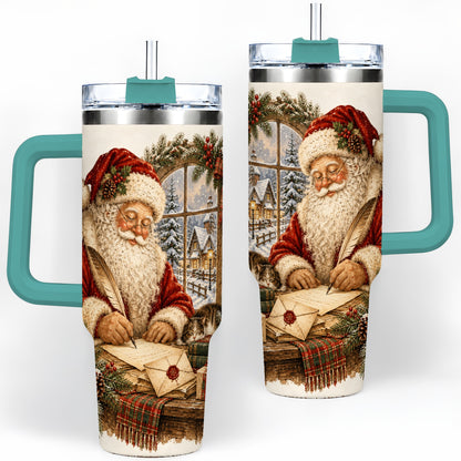 #pl[40oz|Green] Vintage Santa Letter 40oz Tumbler, Stainless Steel Drinkware