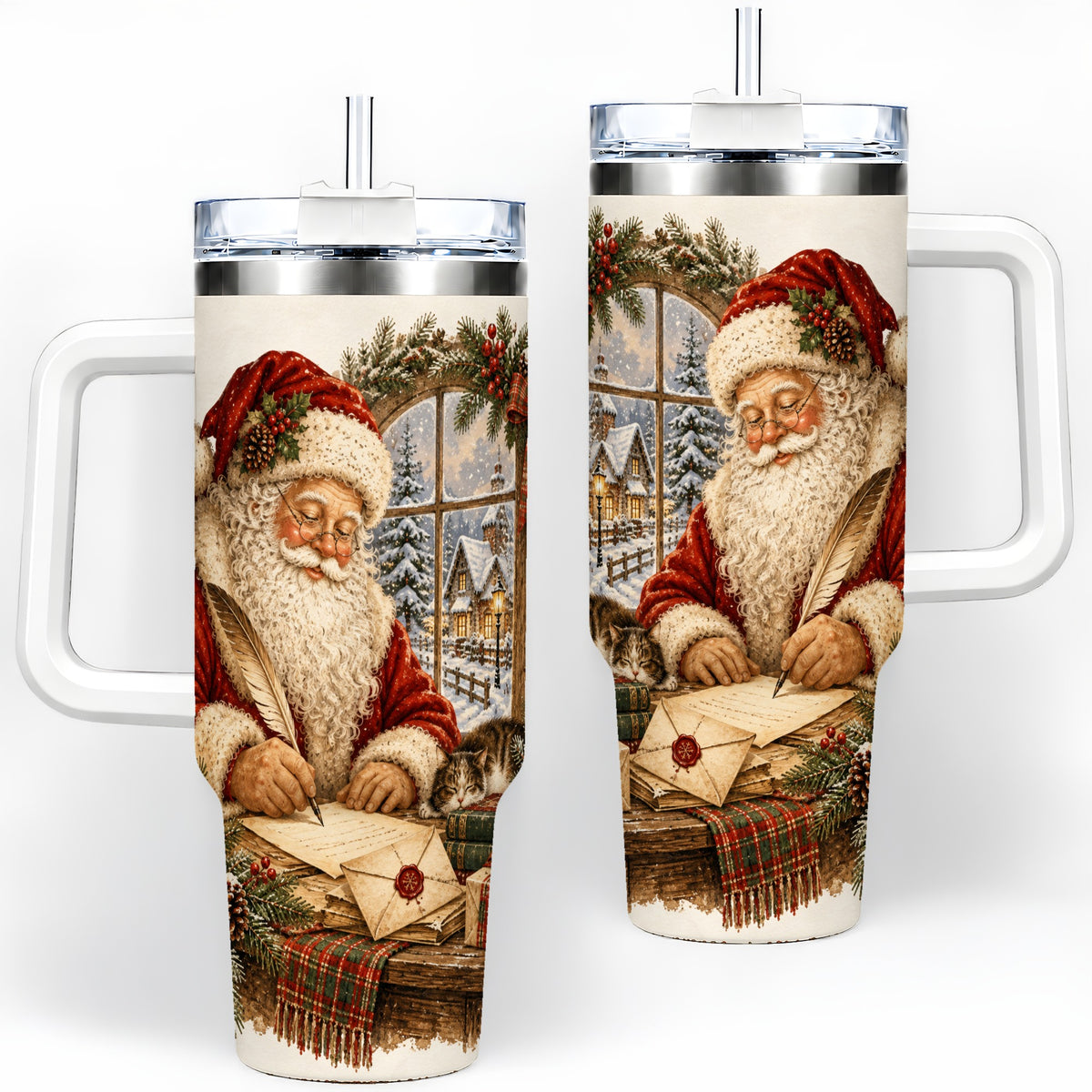 Vintage Santa Letter 40oz Tumbler, Stainless Steel Drinkware