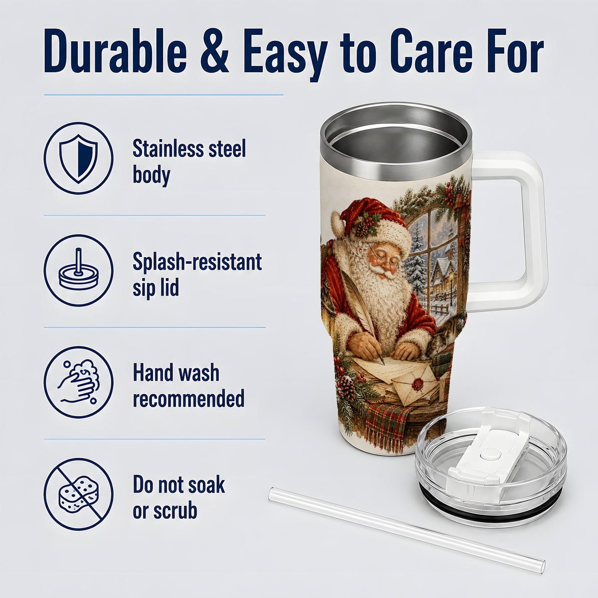 #pl[40oz|White] Vintage Santa Letter 40oz Tumbler, Stainless Steel Drinkware