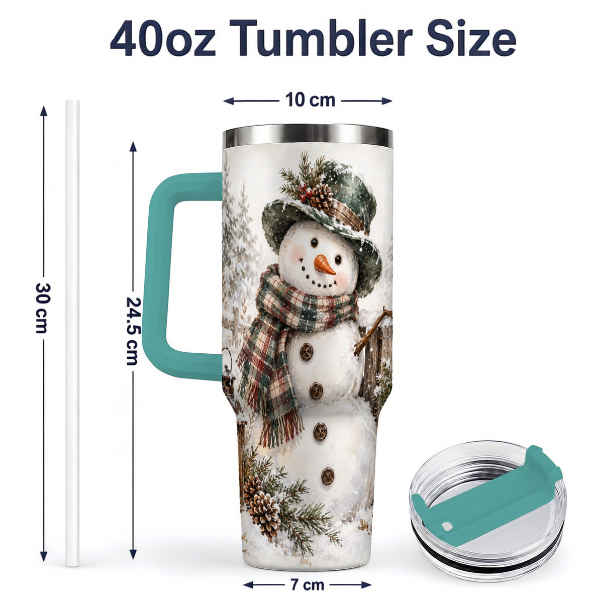 #pl[40oz|Green] Winter Snowman 40oz Tumbler, Stainless Steel Drinkware
