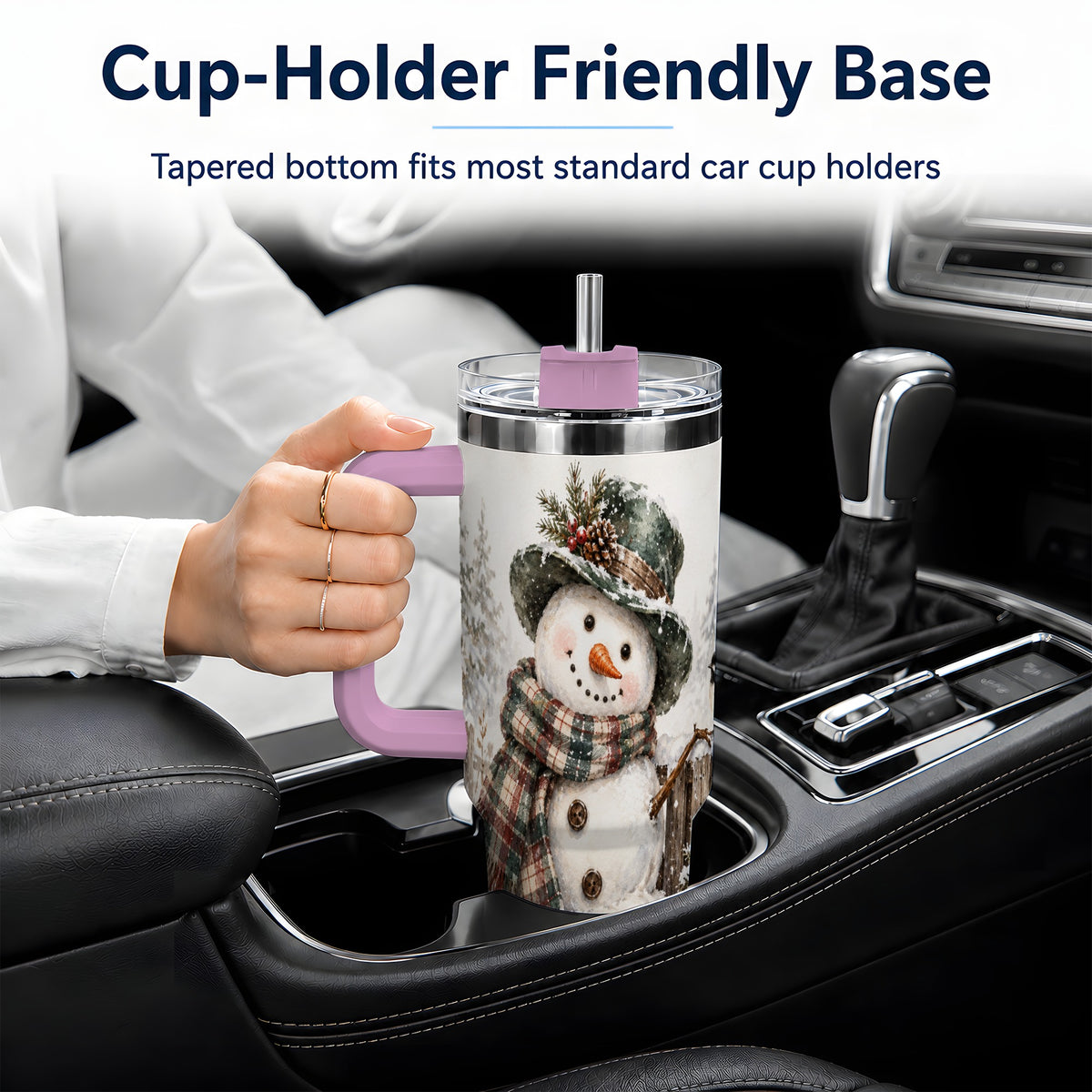 #pl[40oz|Pink] Winter Snowman 40oz Tumbler, Stainless Steel Drinkware