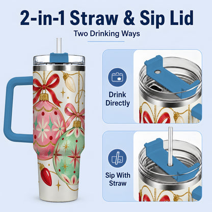 #pl[40oz|Blue] Retro Christmas Ornaments 40oz Tumbler, Stainless Steel Drinkware