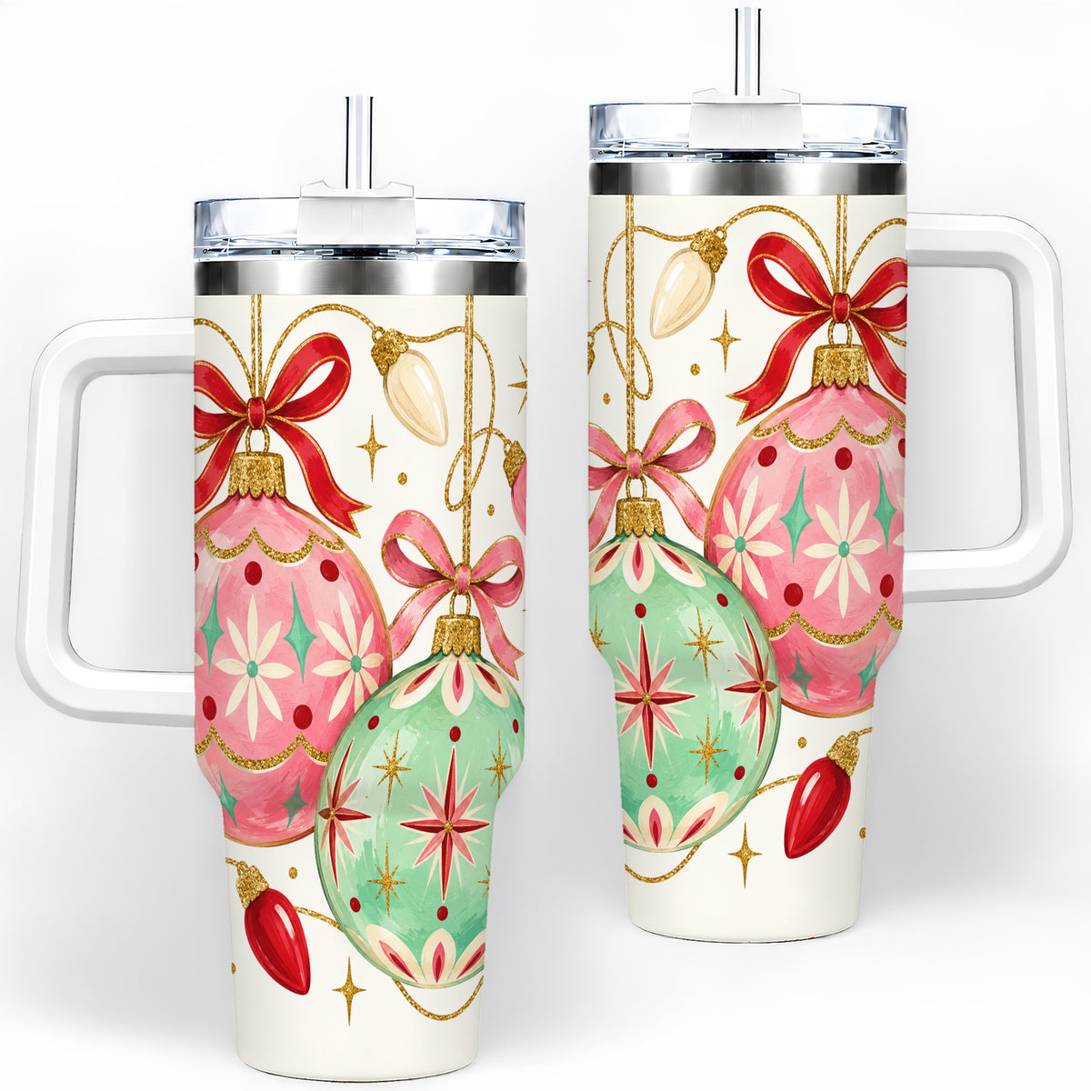 Retro Christmas Ornaments 40oz Tumbler, Stainless Steel Drinkware